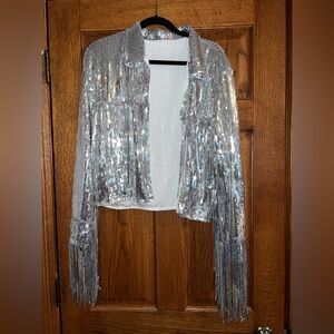 Silver Sequin Fringe Jacket